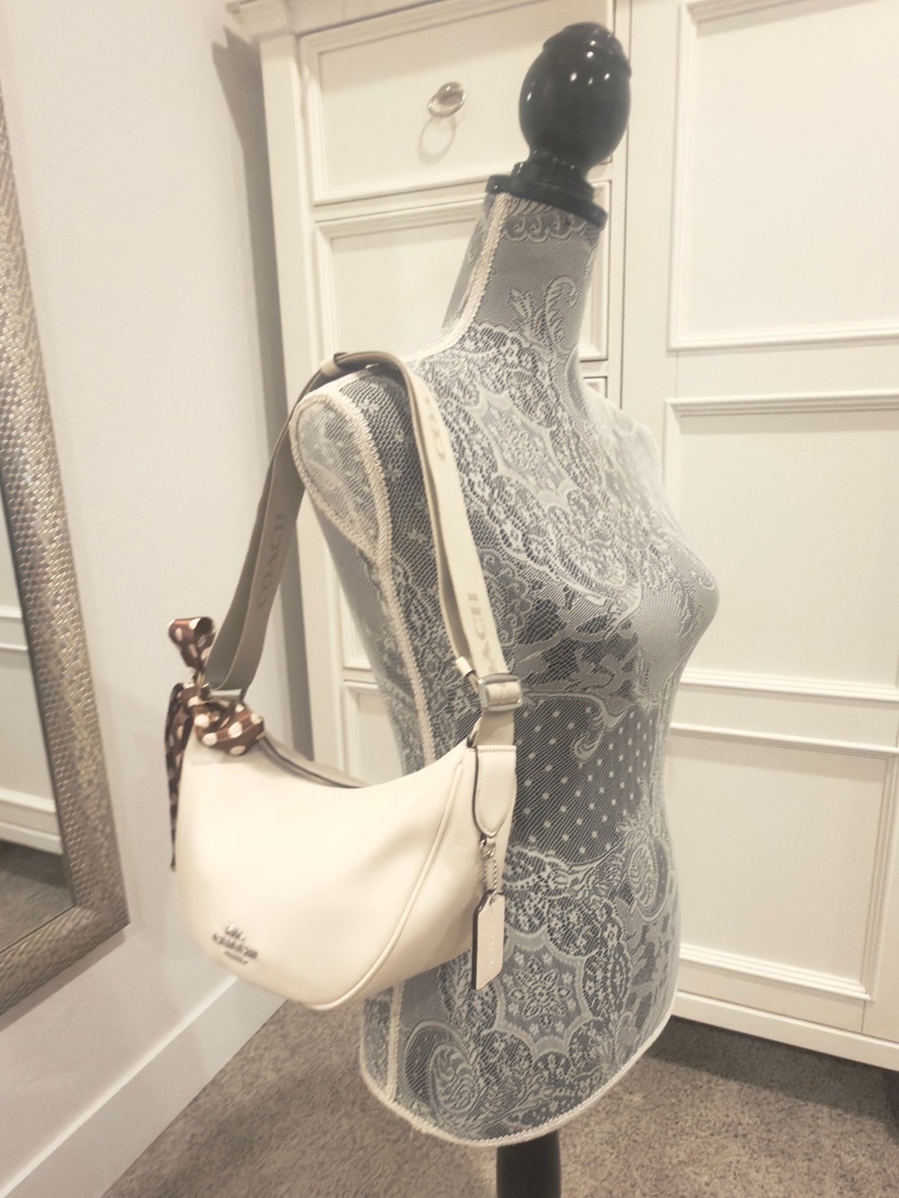 🤎 Coach Pace Chalk White Crescent Hobo Crossbody/ Shoulder Bag - Picture 11 of 16